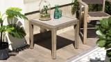 Table d'appoint de jardin carrée béton 53x53 cm et pieds en bois Acacia - Victor
