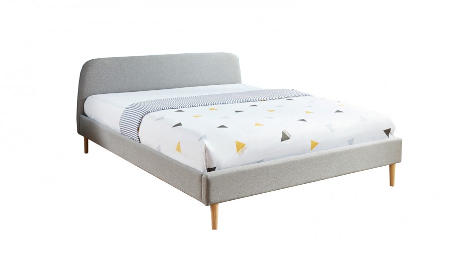 Lit adulte scandinave 140x190 gris clair - Collection Gaby