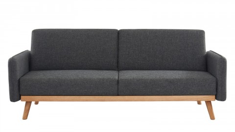 Canapé scandinave 3 places convertible en tissu gris anthracite avec couchage 113x190cm - Collection Theo