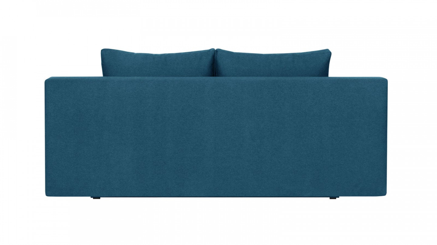 Canapé convertible 3 places avec coffre de rangement en tissu bleu canard - Collection Laria