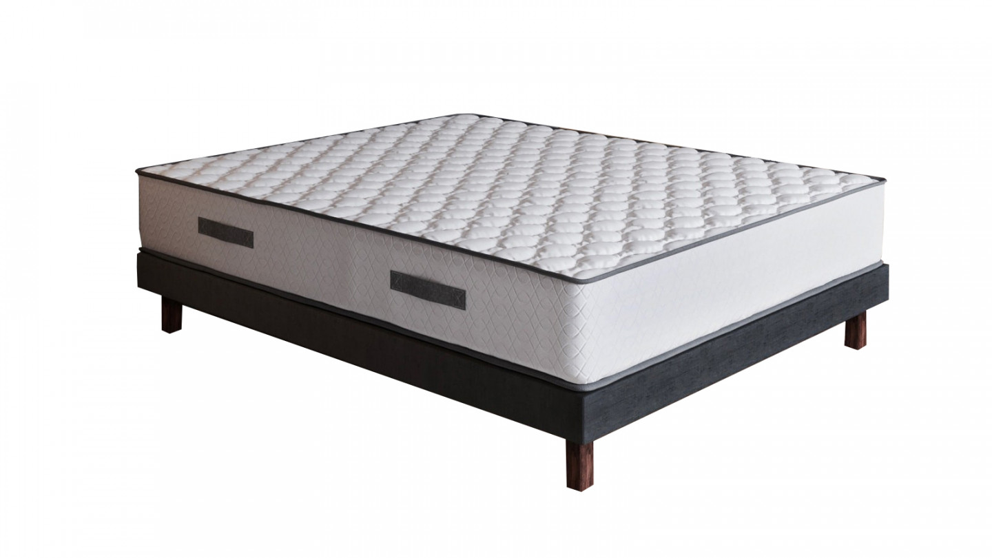 Ensemble matelas ressorts + sommier 140x190 Spring Confort Hbedding - Mousse ergonomique et ressorts ensachés.