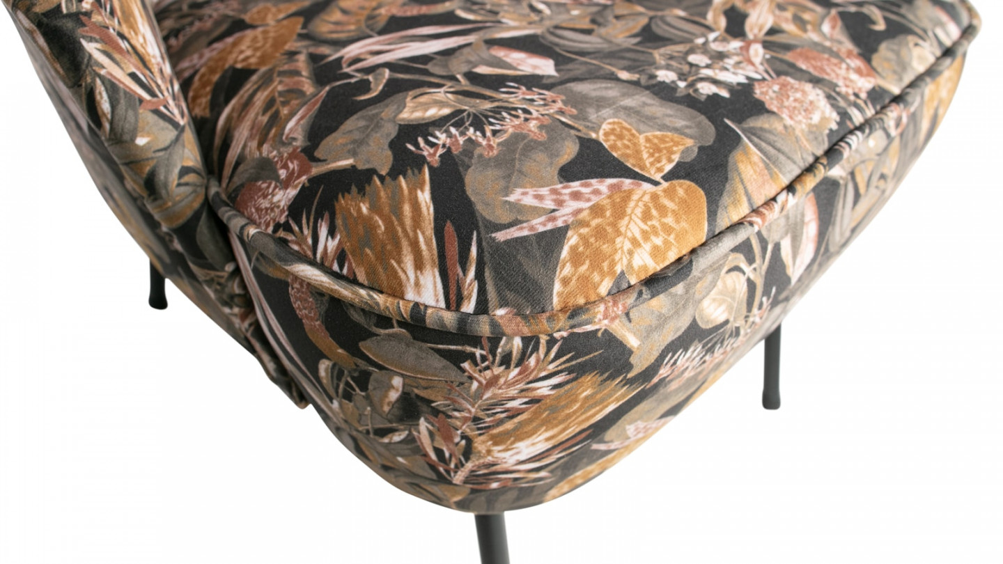 Fauteuil en velours imprimé floral - Collection Vogue - BePureHome