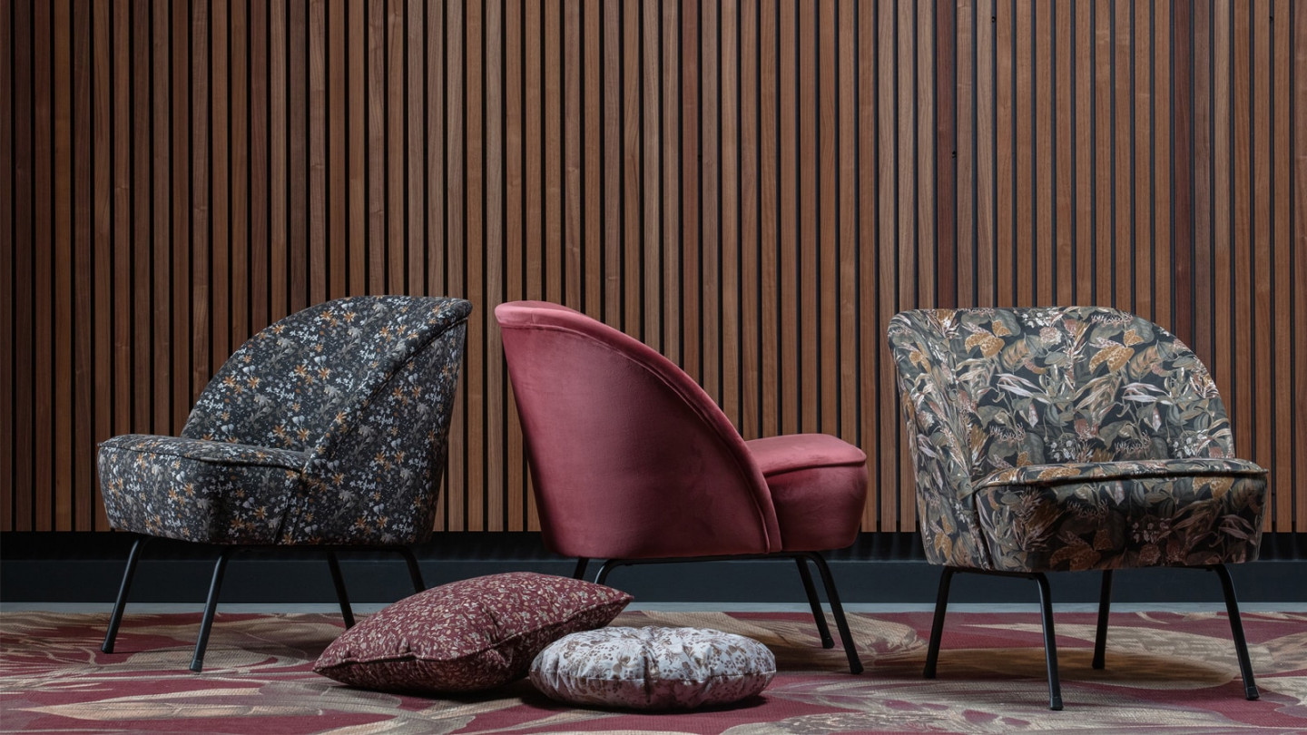 Fauteuil en velours imprimé floral - Collection Vogue - BePureHome