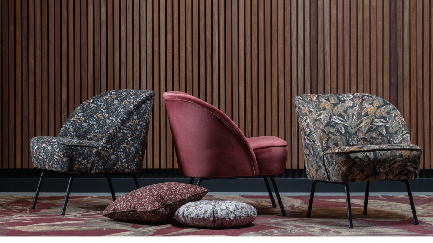 Fauteuil en velours imprimé aquarelle - Collection Vogue - BePureHome