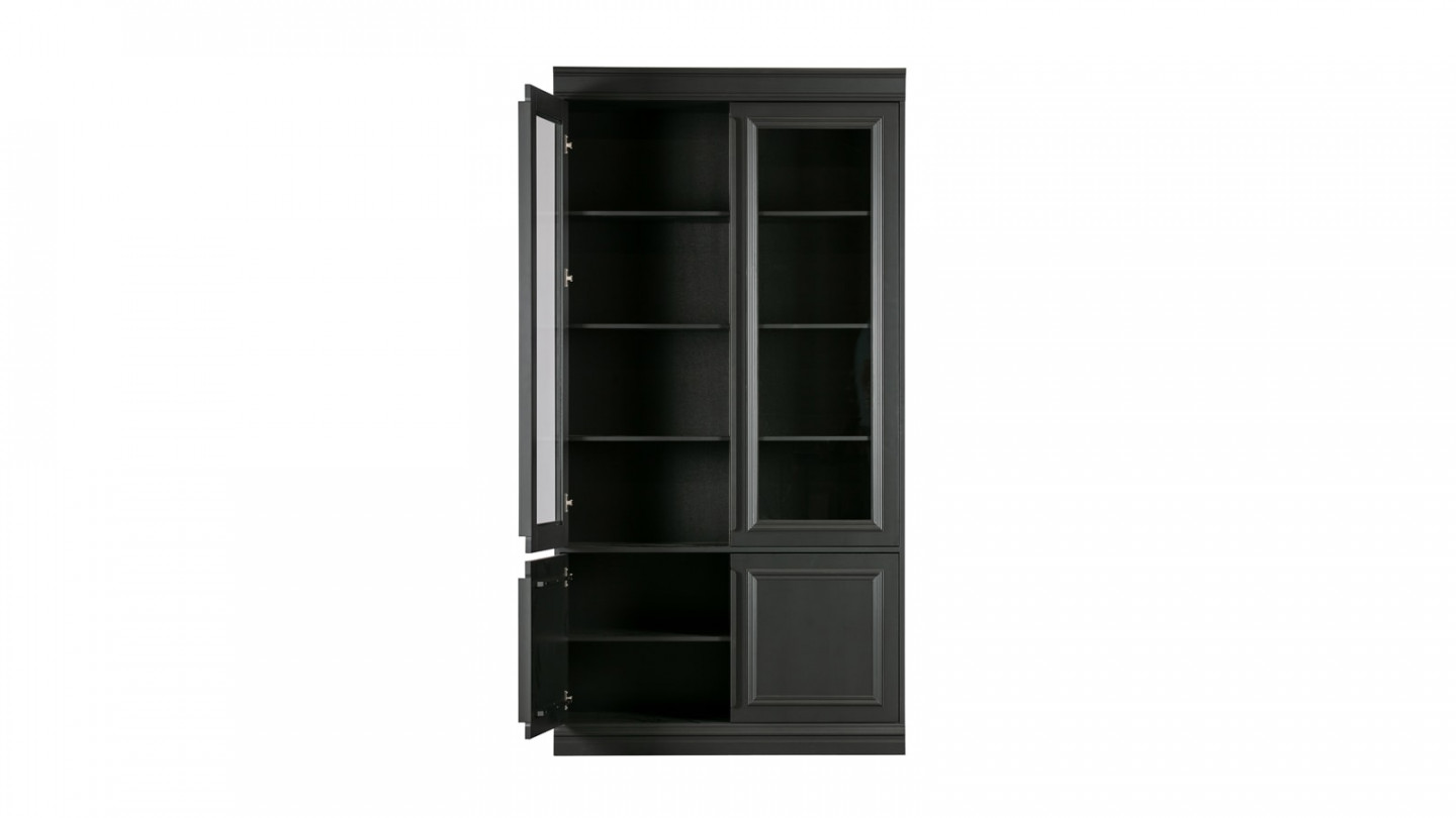 Vitrine 4 portes en pin laqué noir - Collection Organize - BePureHome