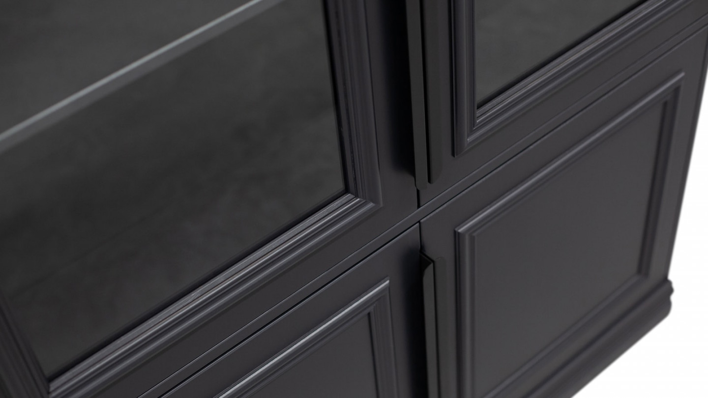 Vitrine 4 portes en pin laqué noir - Collection Organize - BePureHome