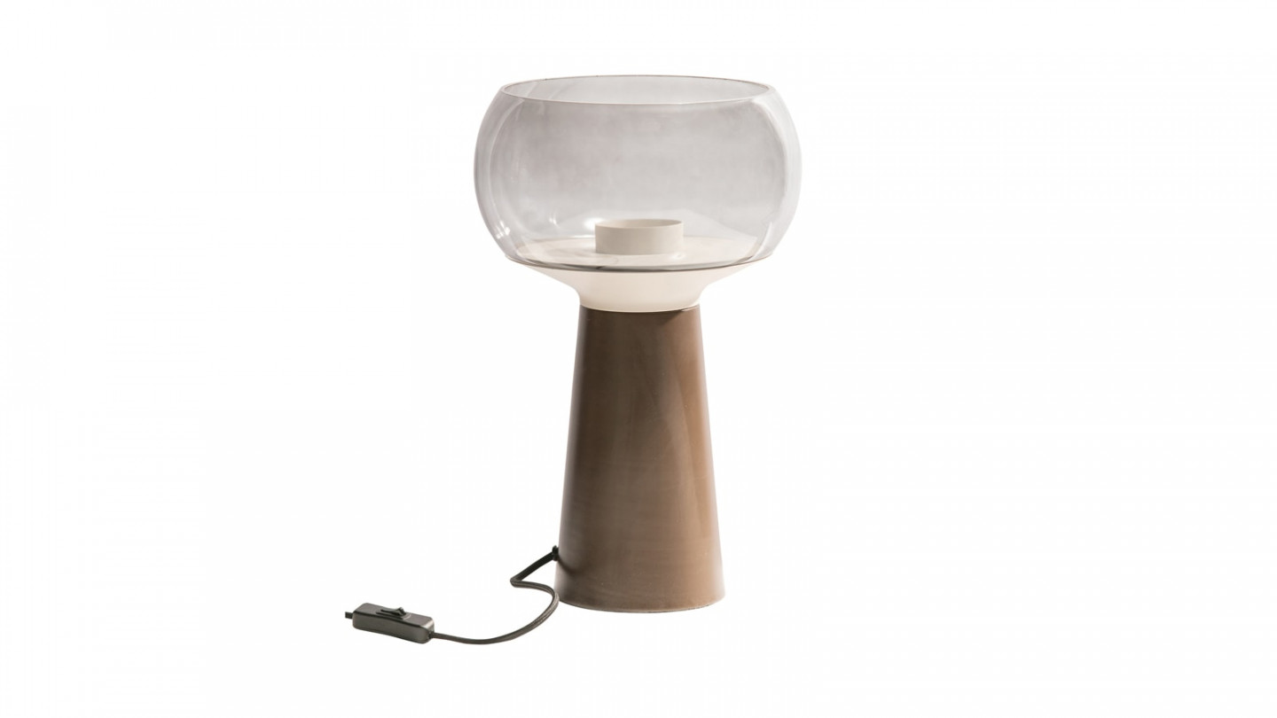 Lampe de table champignon en verre café - Collection Mushroom - BePureHome