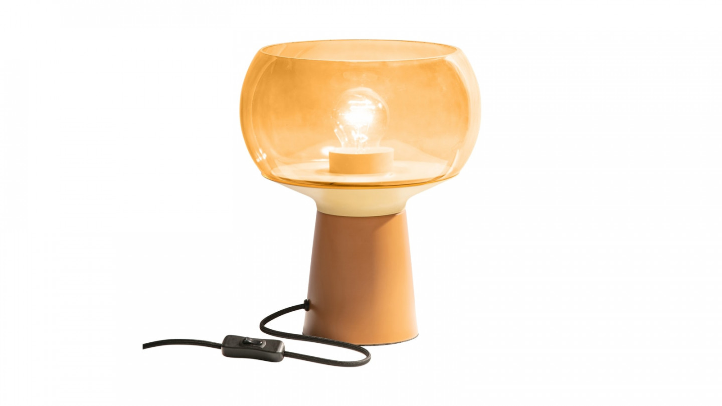 Lampe de table champignon en verre orange - Collection Mushroom - BePureHome