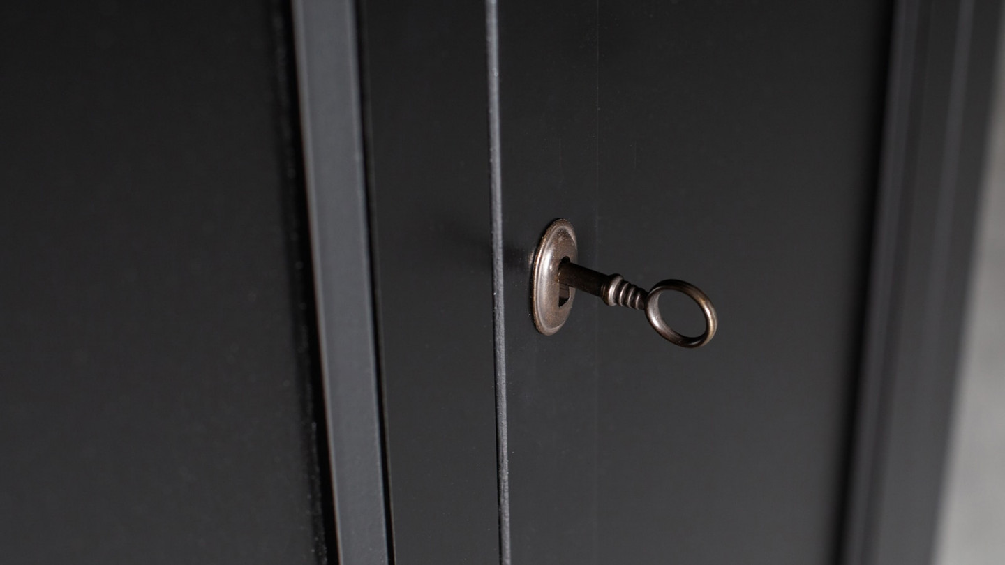 Armoire 2 portes 1 tiroir en pin laqué noir - Collection Eva - Woood