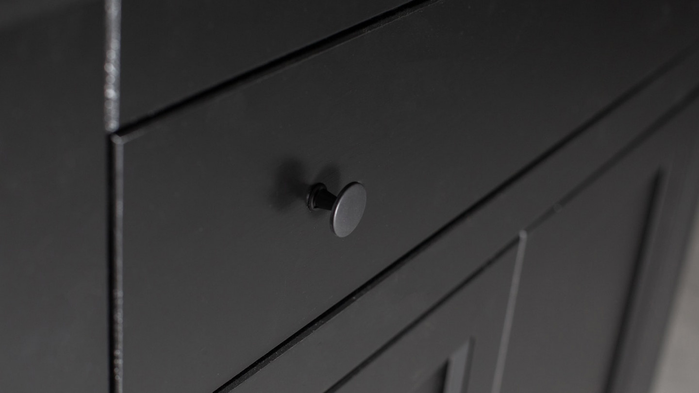 Armoire 2 portes 1 tiroir en pin laqué noir - Collection Eva - Woood