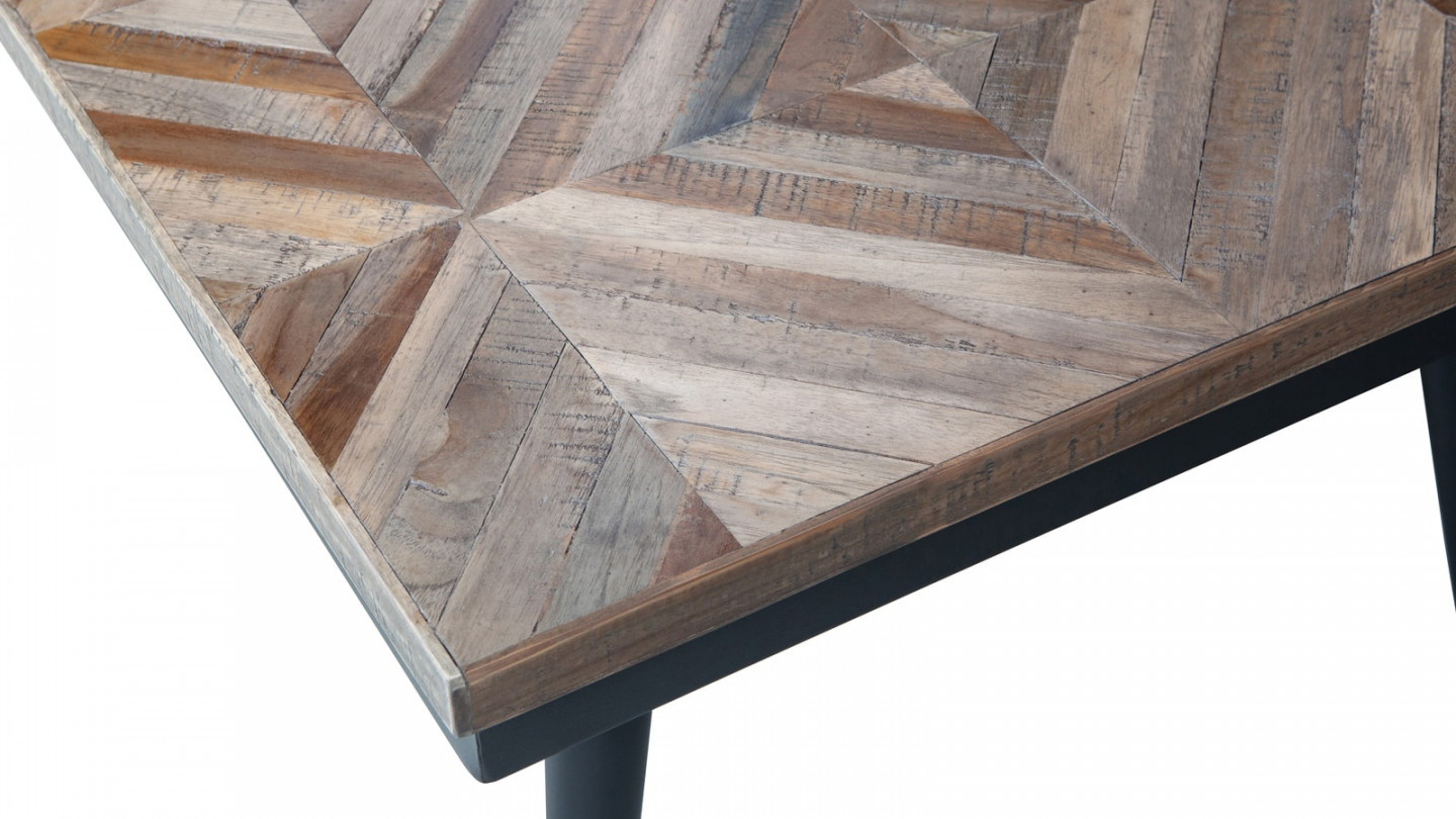 Table basse en teck et métal noir - Collection Rhombic - BePureHome