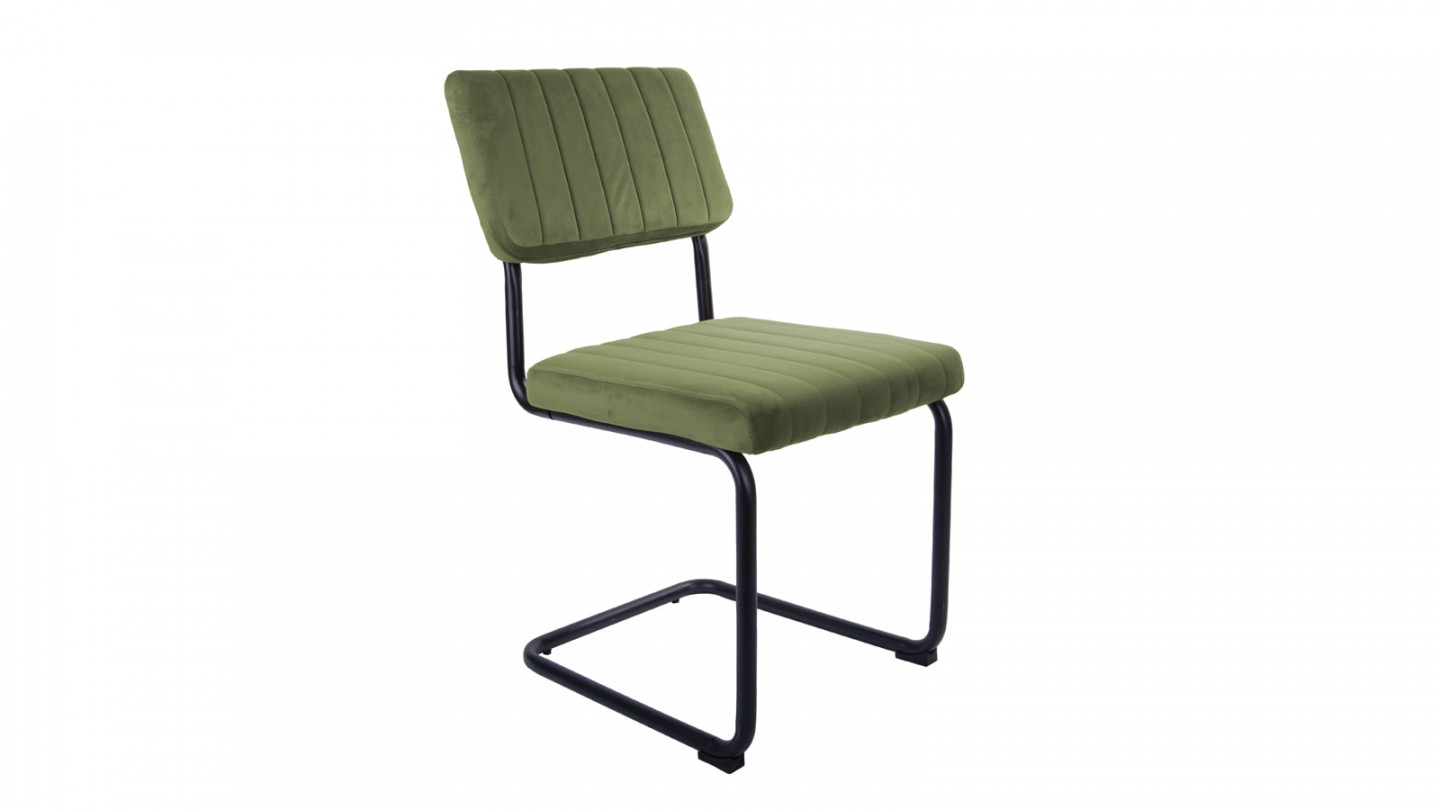 Lot de 2 chaises en velours vert gazon - Collection Keen - Leitmotiv