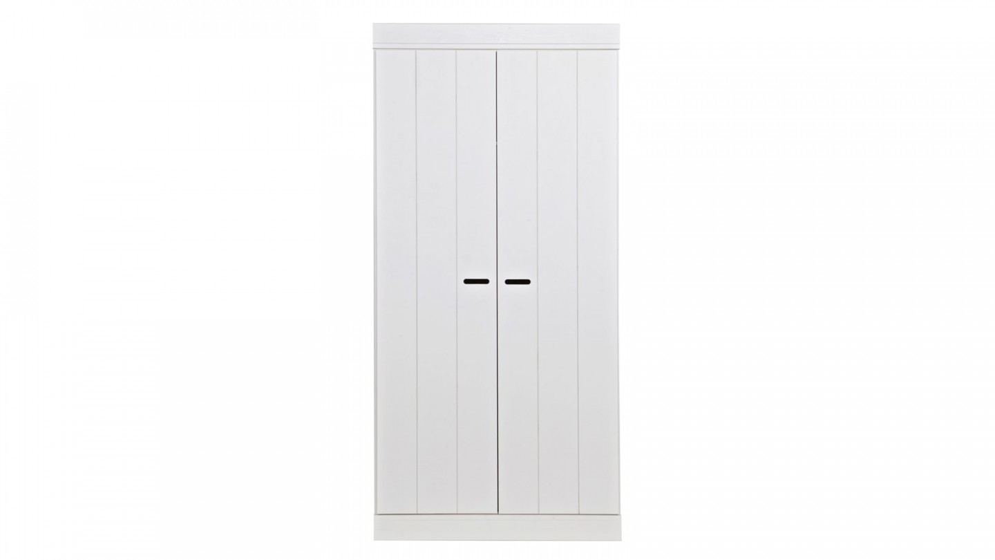 Armoire 2 portes en pin massif blanc - Connect - Homifab