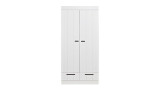 Armoire 2 portes et 2 tiroirs en pin massif blanc - Collection Connect - Woood