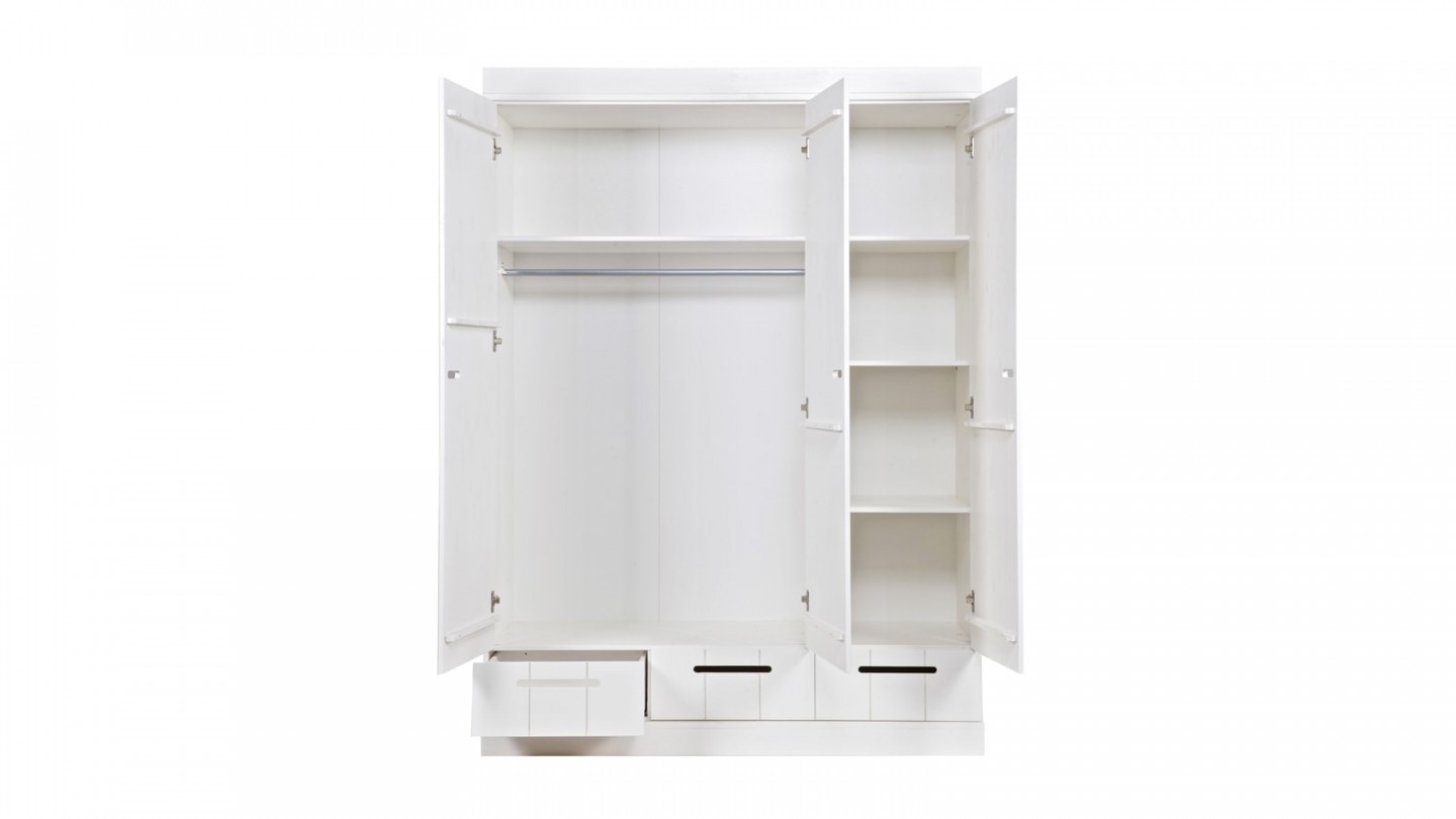 Connect Armoire 3 Portes + Tiroirs Blanc