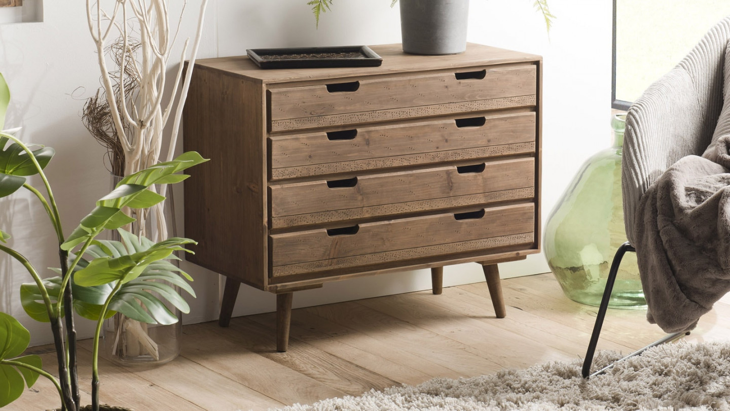 Commode scandinave 4 tiroirs en pin - Collection Andy