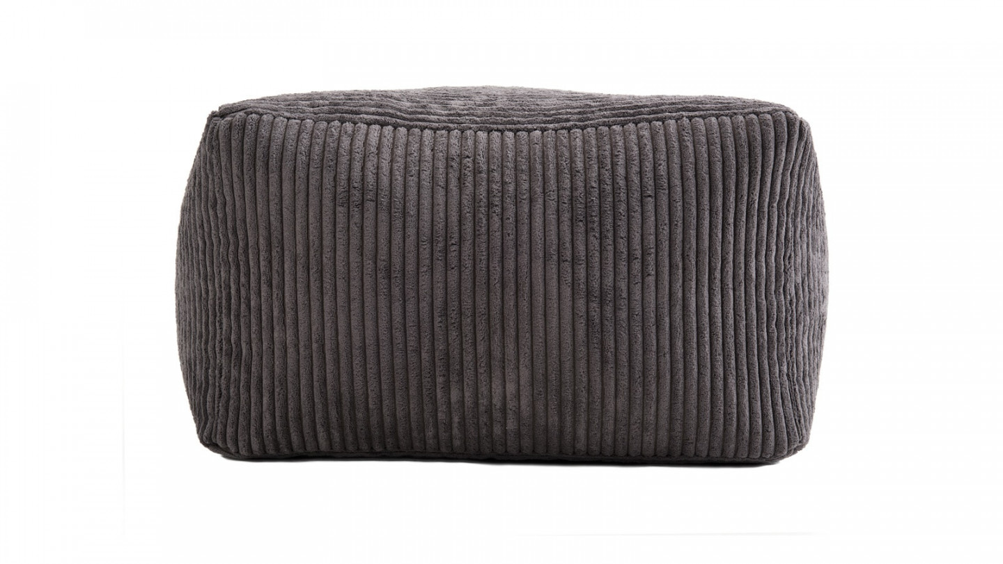 Pouf carré en velours côtelé gris anthracite - Collection Agathe