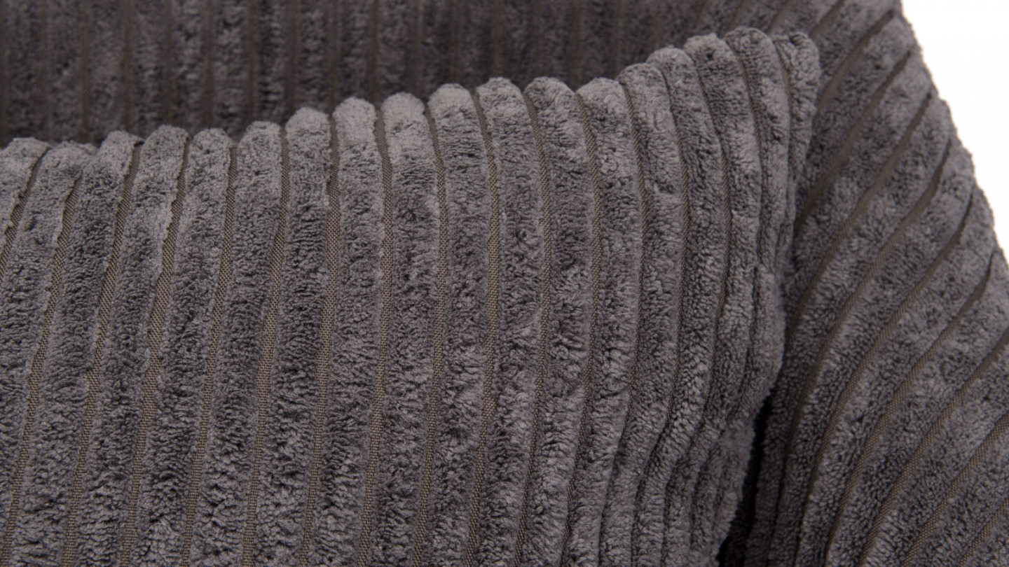 Fauteuil en velours côtelé gris anthracite piètement en métal - Collection Agathe