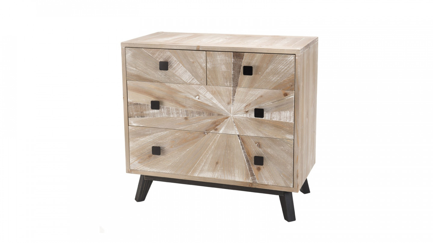 Commode scandinave 4 tiroirs en pin - Collection Andy - Collection Mandy