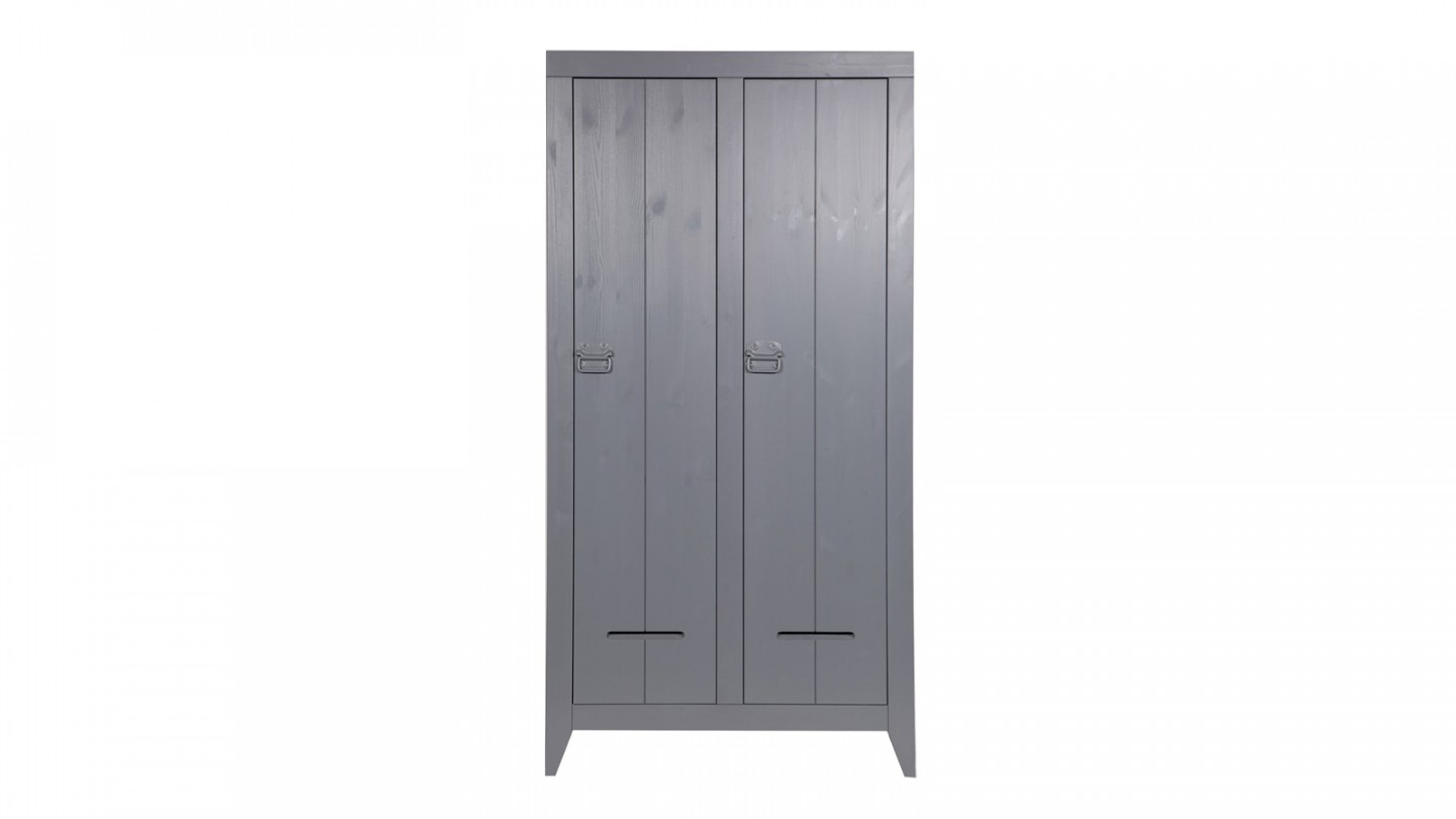 Kluis Armoire 2 Portes Pin Brosse Anthracite