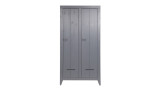 Armoire 2 portes et 8 planches de rangement en pin massif gris anthracite - Collection Kluis - Woood