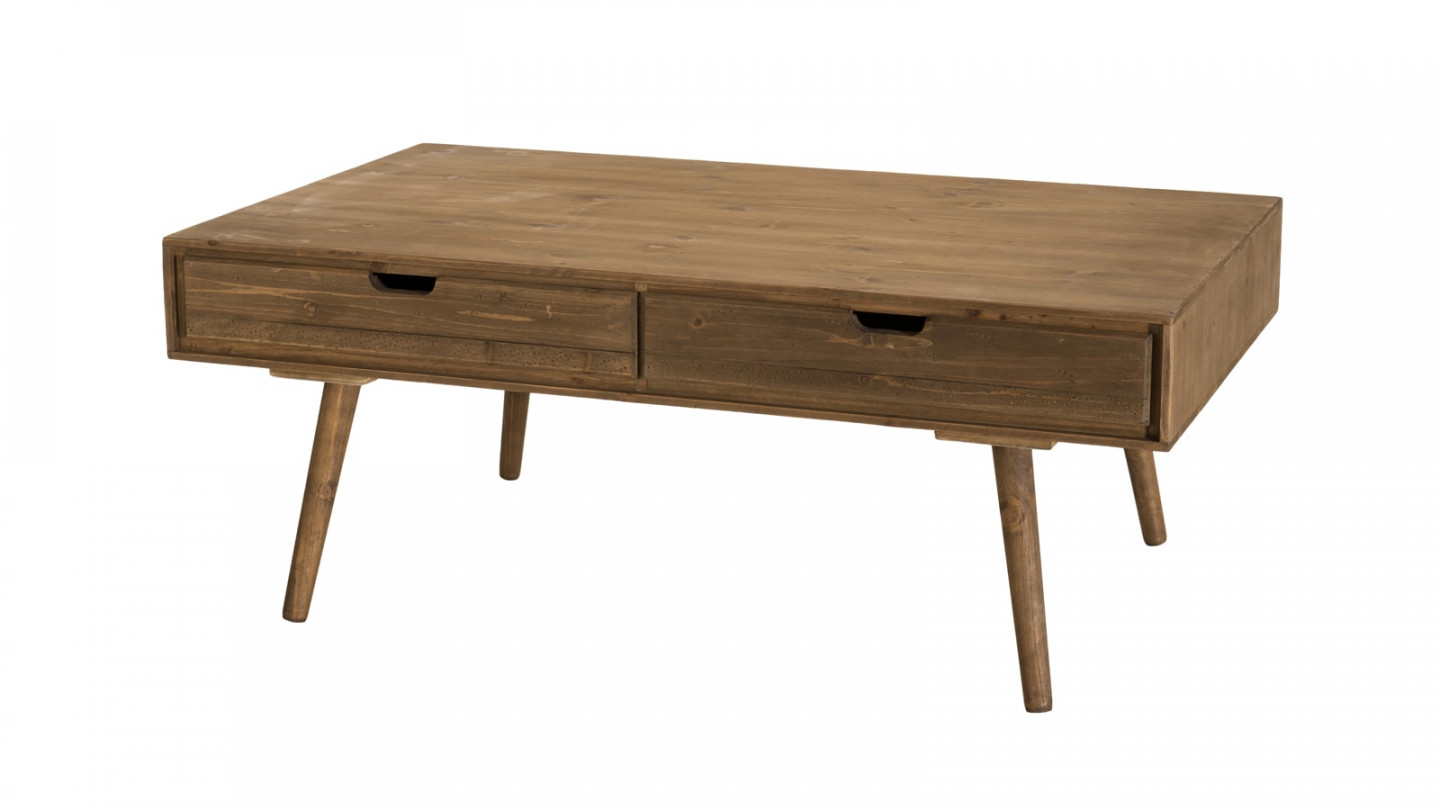 Table basse scandinave 4 tiroirs en pin - Collection Andy