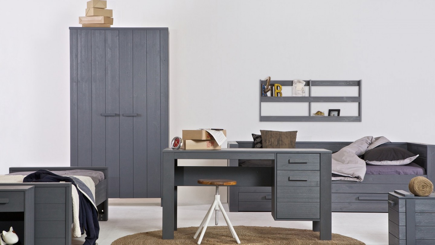 Dennis Armoire Pin Brosse Anthracite