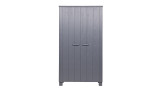 Armoire 2 portes en pin massif gris anthracite - Collection Dennis - Woood