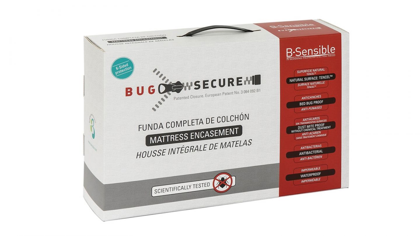 Housse de matelas anti punaises de lit 140x190cm bonnet 25cm - Collection Bug Secure - Bsensible