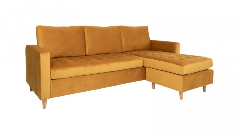 Canapé d'angle réversible en velours jaune moutarde - Collection Firenze - House Nordic