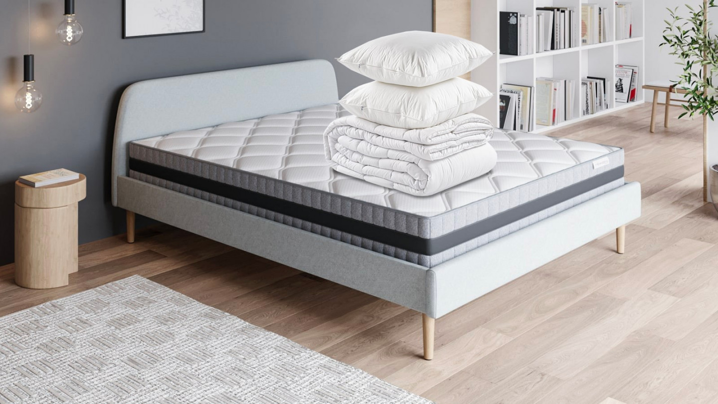 Matelas à mémoire de forme Memo luxe 160x200 + 2 oreillers