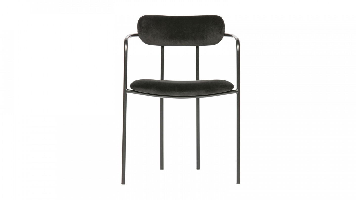 Lot de 2 chaises en velours et métal noir - Collection Ivy - Woood