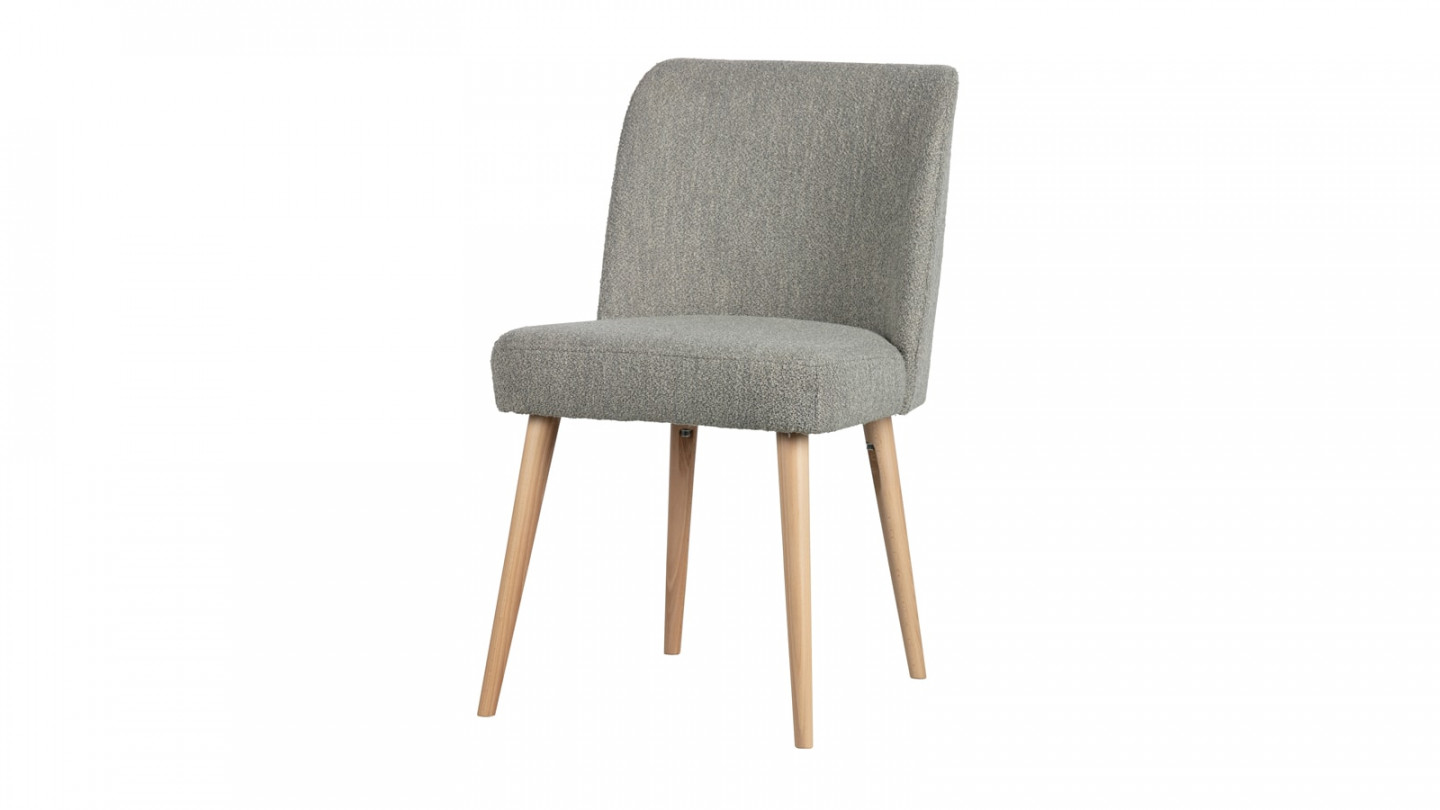 Lot de 2 chaises en tissu bouclé gris clair piètement bois - Collection Force - Vtwonen