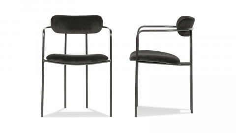 Lot de 2 chaises en velours et métal noir - Collection Ivy - Woood