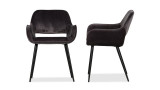 Lot de 2 chaises vintage en polyuréthane gris, piètement conique en bois – Collection Jelle – Woood