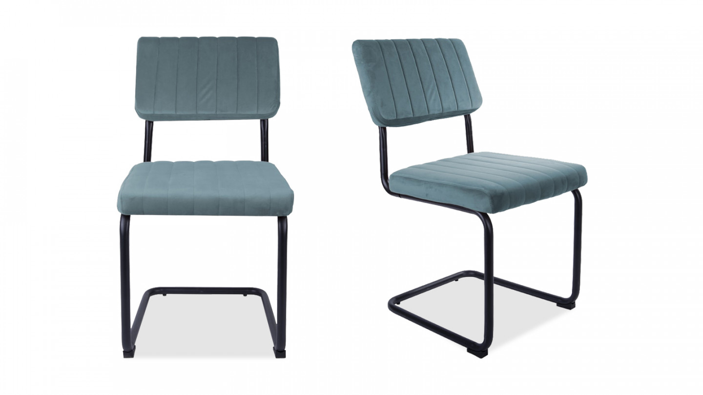 Lot de 2 chaises en velours bleu ciel - Collection Keen - Leitmotiv