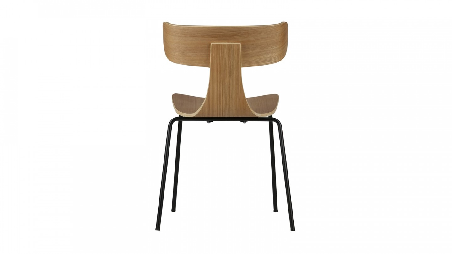 Lot de 2 chaises en bois de frêne naturel, piètement en métal - Collection Form