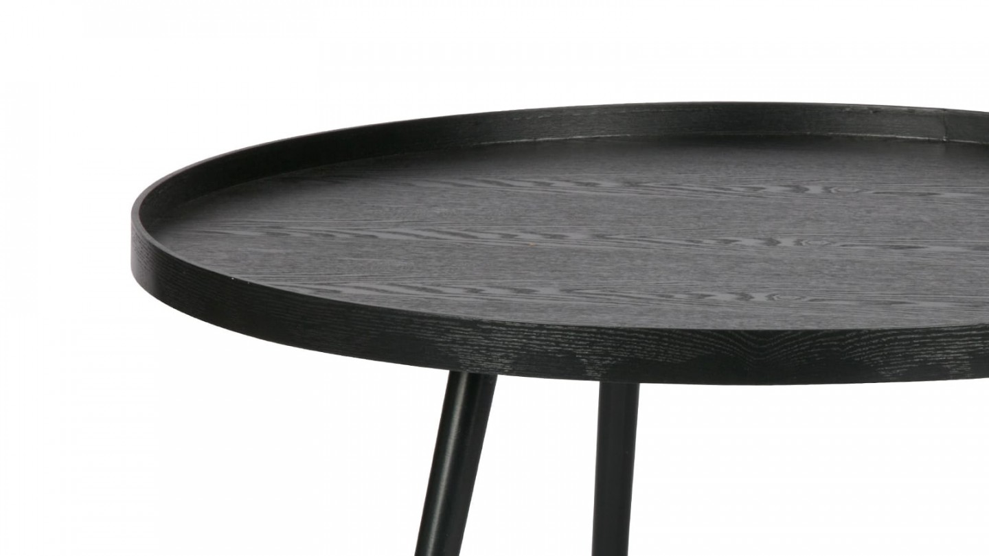 Table basse ronde en bois noir, 34x60x60cm - Collection Mesa