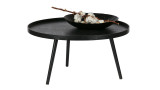 Table basse ronde en bois noir 34 x 60cm, piètement conique - Collection Mesa - Woood