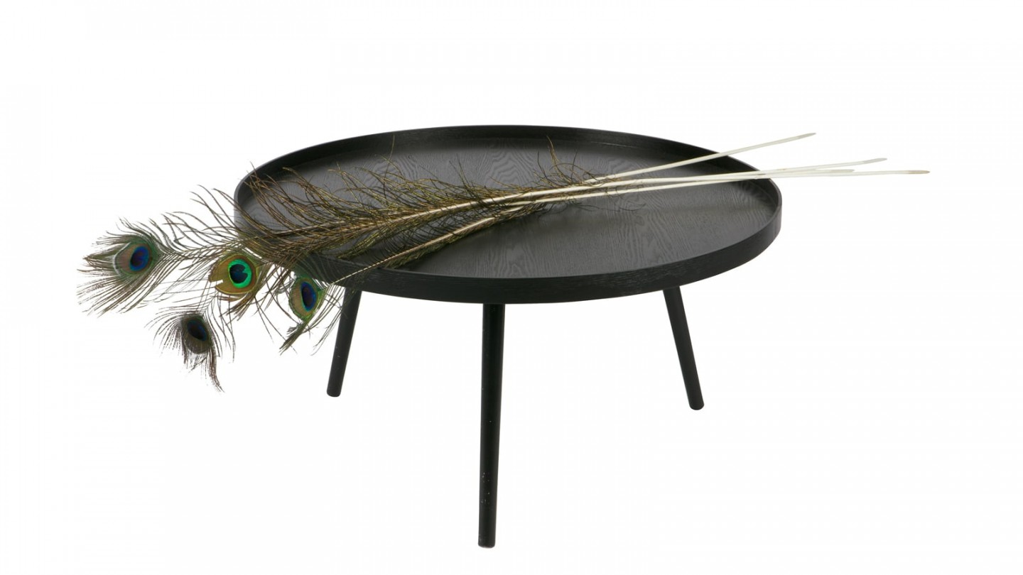 Table basse ronde en bois noir, 34x60x60cm - Collection Mesa