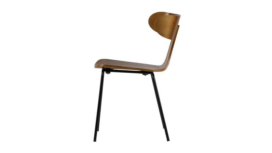 Lot de 2 chaises en bois de frêne marron piètement en métal - Collection Form