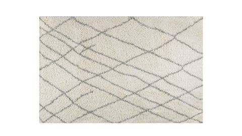 Tapis de couloir moderne shaggy blanc 80x140cm - Collection Liam