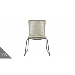 Lot de 6 chaises de jardin tressées couleur naturel - Collection Erin