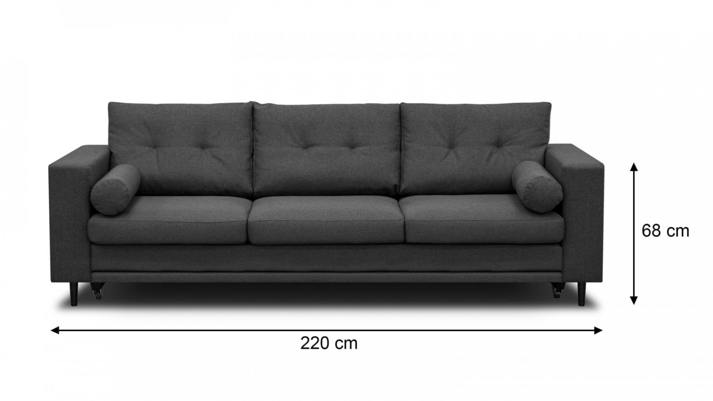 Canapé 3 places convertibles en tissu gris souris - Collection Viktor