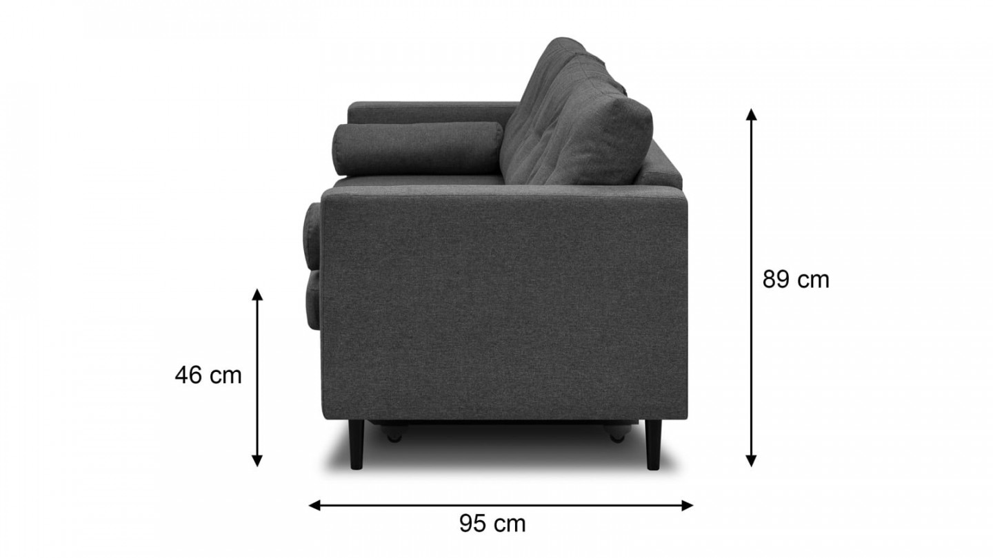 Canapé 3 places convertibles en tissu gris souris - Collection Viktor