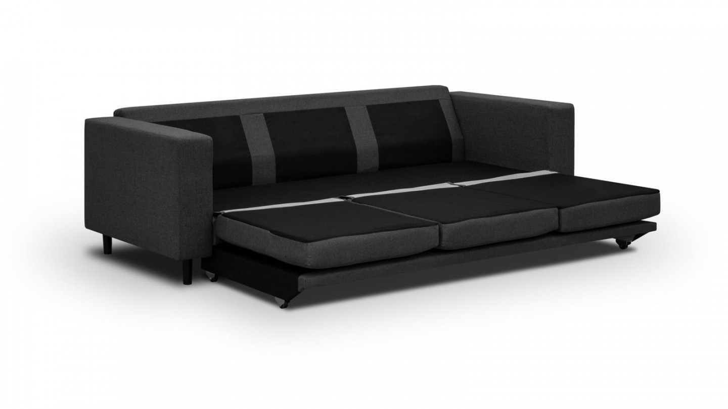 Canapé 3 places convertibles en tissu gris souris - Collection Viktor