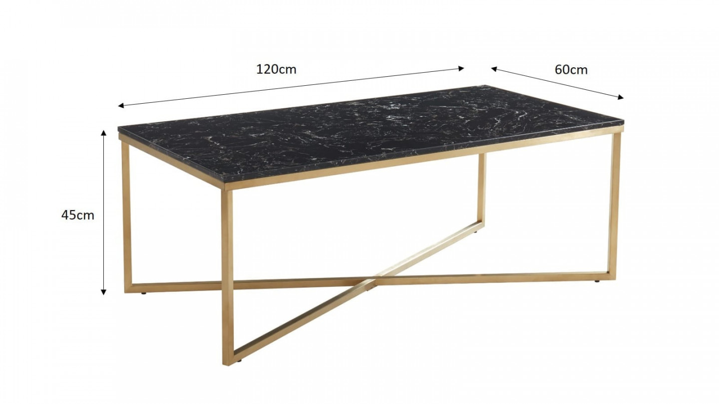 Elle Déco - BOWIE - Table basse rectangulaire en pierre façon marbre noir - L120cm