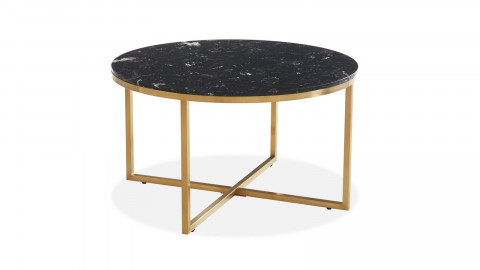 Elle Déco - FLOYD - Table basse ronde en pierre façon marbre noir - L80cm