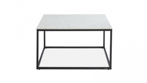 Elle Déco - LENNON - Table basse carrée en pierre façon marbre blanc - L80cm