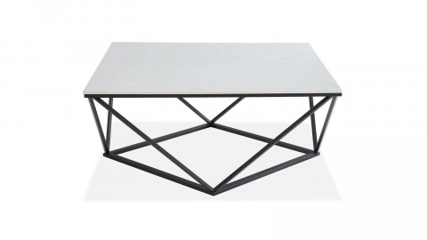 Table basse carrée marbre blanc & métal noir - Roxy - ELLE DECORATION